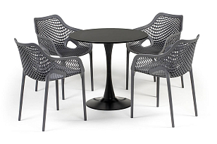 Обеденная группа 4SIS Беллини на 4 персоны, цвет темно-серый для дачи Обеденная группа 4SIS Беллини на 4 персоны, цвет темно-серый, садовая мебель