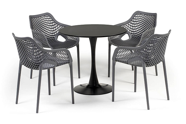 Обеденная группа 4SIS Беллини на 4 персоны, цвет темно-серый 