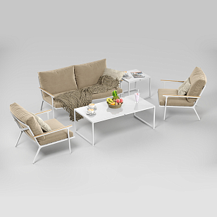 Лаунж зона Gardenini Calma Белый / Бежевый, садовая мебель