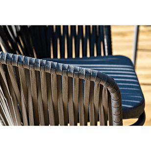 Обеденная группа 4SIS Каффе Дабл, каркас темно-серый, роуп серый, столешница серый гранит, садовая мебель