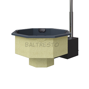 Купель с печкой террасная Baltresto Octa Terras 2 х 2 м антрацитовая, уличное оборудование
