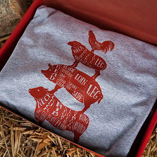 Одежда и аксессуары Футболка St.Tomato с двухсторонней печатью Butcher cuts scheme M/L для BBQ