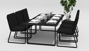 Обеденная зона Gardenini Voglie 220 Карбон / Черный со стульями Voglie, садовая мебель