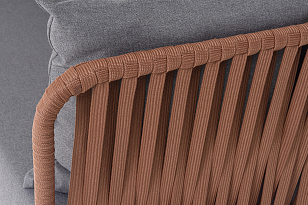 Диван 4SIS Багамы 3-местный, каркас коричневый муар, роуп BZ23-ED31, ткань темно-серая, садовая мебель