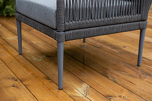 Лаунж-зона 4SIS Канны 4-местная со столиком Диего, цвет "серый гранит", роуп темно-серый, ткань темно-серая, садовая мебель