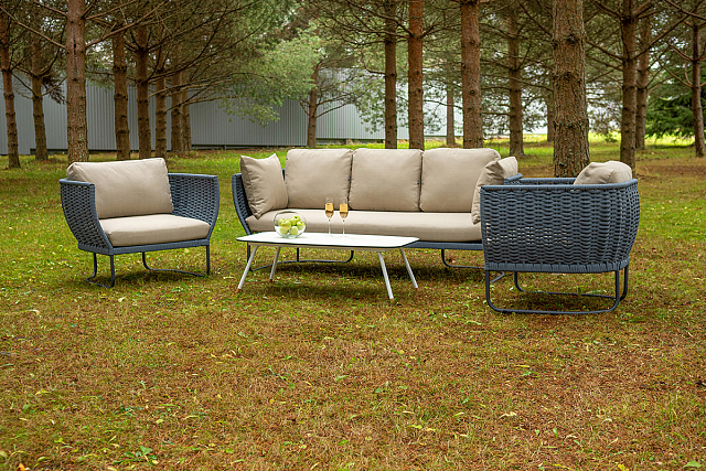 Лаунж-зона 4SIS Фиджи 5-местная, каркас темно-серый, роуп синий 