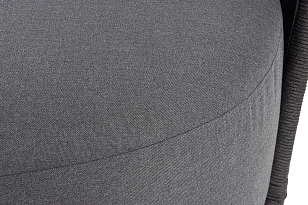 Диван 4SIS Монтелла 3-местный из роупа, каркас алюминий темно-серый (RAL7024) муар, роуп темно-серый круглый, ткань темно-серая 027, садовая мебель