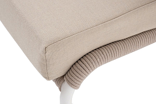 Кресло 4SIS Милан, каркас алюминий белый муар, роуп бежевый круглый, ткань бежевая 035 для дачи Кресло 4SIS Милан, каркас алюминий белый муар, роуп бежевый круглый, ткань бежевая 035, садовая мебель