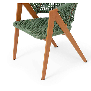 Стул 4SIS Амстердам, каркас под дерево, роуп зеленый, ткань зеленая, садовая мебель
