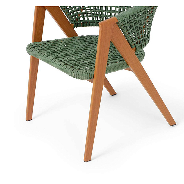 Стул 4SIS Амстердам, каркас под дерево, роуп зеленый, ткань зеленая 