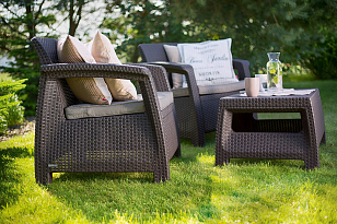 Комплект Keter Corfu Weekend коричневый, садовая мебель