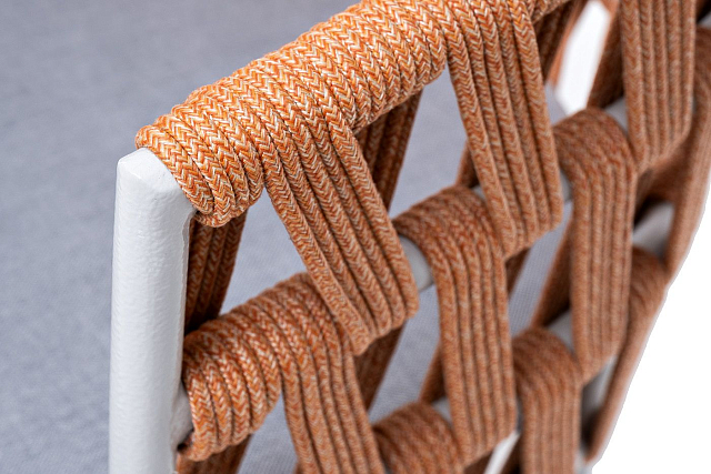 Стул 4SIS Диего из роупа, каркас светло-серый шагрень, роуп оранжевый меланж, ткань светло-серая 