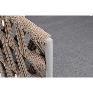 Стул 4SIS Диего, каркас светло-серый муар, роуп бежевый, ткань светло-серая, садовая мебель