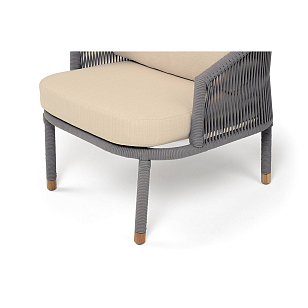 Кресло 4SIS Верона, каркас светло-серый муар, роуп светло-серый, ткань Mossle светло-бежевая, садовая мебель