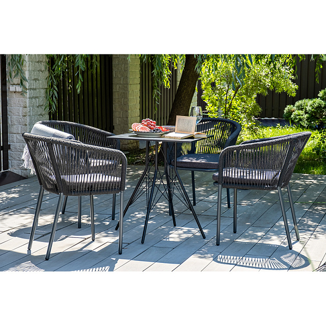 Обеденная группа 4SIS Конте-М с квадратным столом Цвет: серый гранит 