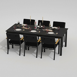 Обеденная группа Ideal Patio Dolla Bonta 220 Цвет: карбон, чёрный, садовая мебель