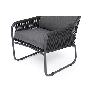 Кресло из роупа 4SIS Ането, каркас темно-серый муар, роуп темно-серый, ткань темно-серая 027, садовая мебель
