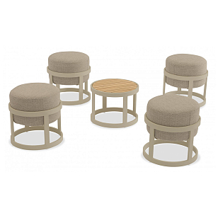 Набор из четырех табуретов и столика Brafritid Tumba бежевый, садовая мебель