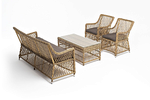 Лаунж-зона 4SIS Асти на 4 персоны, цвет соломенный, садовая мебель