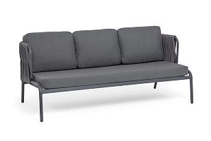 Кресло из роупа 4SIS Ронда, каркас темно-серый (RAL7024) муар, роуп серый 40 мм tex, ткань темно-серая 027, садовая мебель