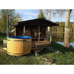 Купель с печкой Baltresto Round Ø1.8 м синяя, уличное оборудование