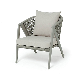 Кресло 4SIS Амстердам, каркас под дерево, роуп серый, ткань бежевая для дачи Кресло 4SIS Амстердам, каркас под дерево, роуп серый, ткань бежевая, садовая мебель