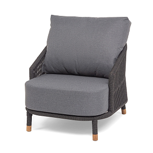 Кресло 4SIS Верона, каркас темно-серый муар, роуп темно-серый, ткань темно-серая, садовая мебель