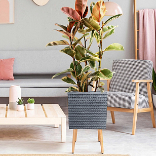 Кашпо Idealist Lite Таун Куб напольное с подставкой 37 Цвет: антрацит, уличное оборудование