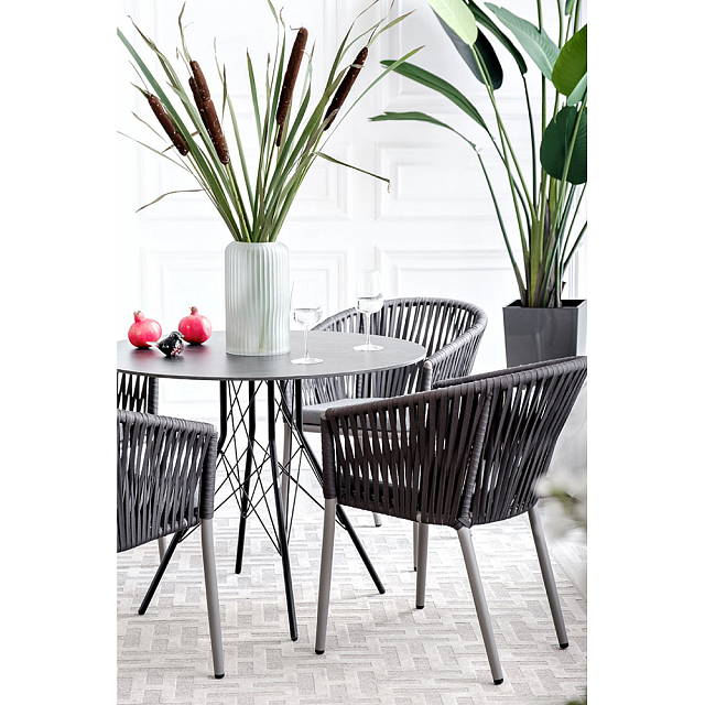 Обеденная группа 4SIS Конте-В с круглым столом Цвет: серый гранит 