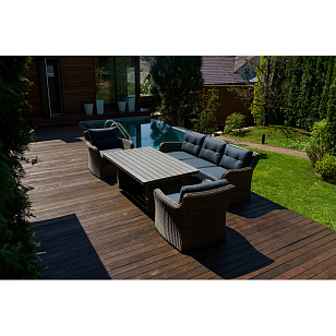 Лаунж зона Lite Venezia (3х-местный диван, стол, 2 кресла) Цвет: коричневый, садовая мебель
