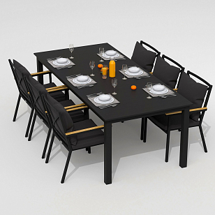 Обеденная группа Ideal Patio Dolla Festa Plus 220 Цвет: карбон, антрацит, садовая мебель