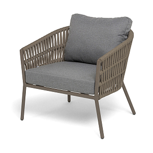 Кресло 4SIS Комо, каркас бежево-серый (RAL7006) муар, роуп серо-коричневый, ткань темно-серая, садовая мебель