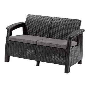 Диван Keter Corfu love seat графит, садовая мебель