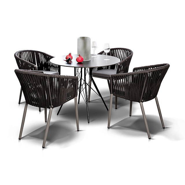 Обеденная группа 4SIS Конте-В с круглым столом Цвет: серый гранит 