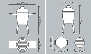 Керамический гриль Monolith Le Chef PRO 2.0 Black на ножках