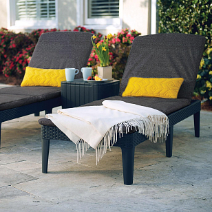 Лежак для загара Keter Jaipur капучино с матрасом, садовая мебель