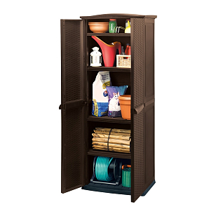 Уличный шкаф Keter Rattan Style Tall коричневый, садовая мебель