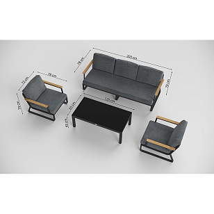 Лаунж зона Gardenini Premium Voglie Long Карбон / Темно-серый для дачи Лаунж зона Gardenini Premium Voglie Long Карбон / Темно-серый, садовая мебель