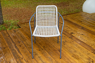 Стул 4SIS Тунис из роупа, каркас темно-серый (RAL7024), роуп светло-серый, садовая мебель