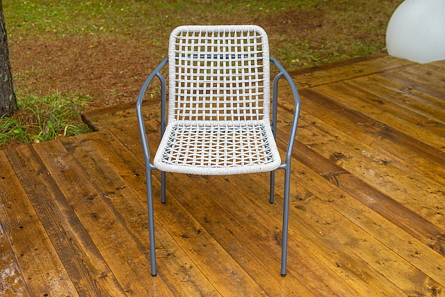 Стул 4SIS Тунис из роупа, каркас темно-серый (RAL7024), роуп светло-серый 