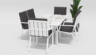 Обеденная зона Gardenini Voglie 180 Белый / Антрацит со стульями Voglie Armrest, садовая мебель