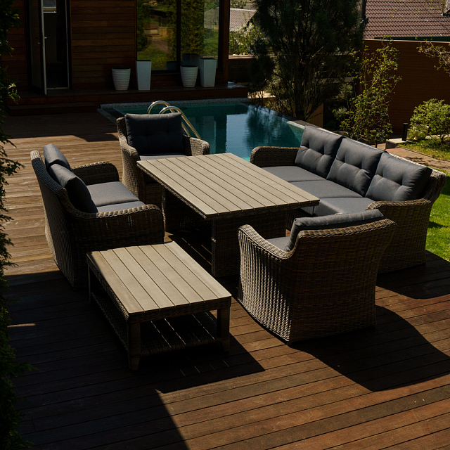 Лаунж зона Lite Venezia (2 дивана, 2 стола, 2 кресла) Цвет: коричнеый 