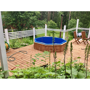 Купель с печкой террасная Baltresto Octa Terras 1.8 х 1.8 м синяя, уличное оборудование