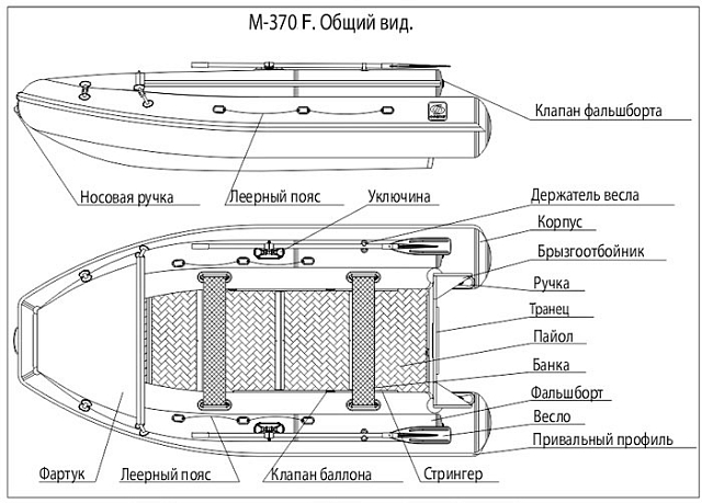 Лодка ПВХ Фрегат 370 F серая