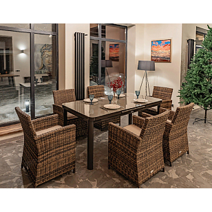 Обеденный комплект Lite Ludwig + Fiona коричневый для дачи Обеденный комплект Lite Ludwig + Fiona коричневый, садовая мебель