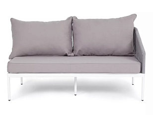 Модуль левый 4SIS Канны, каркас белый шагрень, роуп светло-серый, ткань светло-серая, садовая мебель