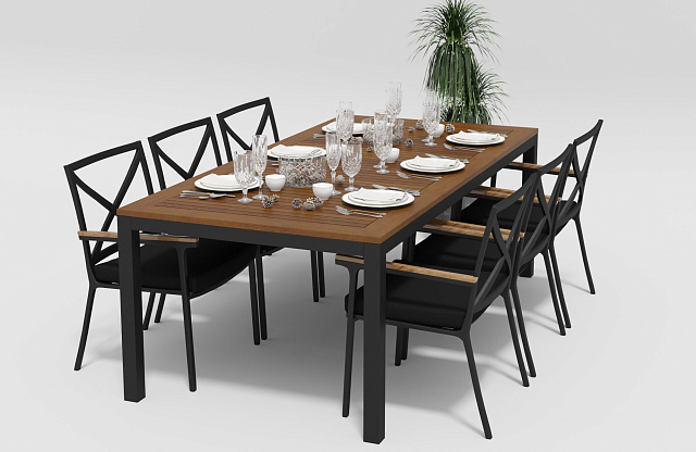 Обеденная зона Gardenini Bella Carbon Calma 220 Цвет: Черный 