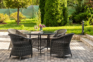 Обеденная группа 4SIS Равенна Цвет: графит для дачи Обеденная группа 4SIS Равенна Цвет: графит, садовая мебель