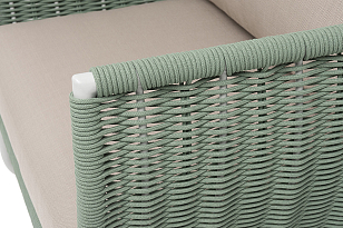 Кресло 4SIS Фиджи, каркас светло-серый муар, роуп зеленый, ткань Mossle бежевая, садовая мебель