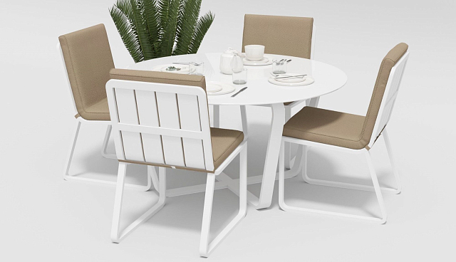 Обеденная зона Gardenini Primavera Белый / Бежевый с стульями Voglie 